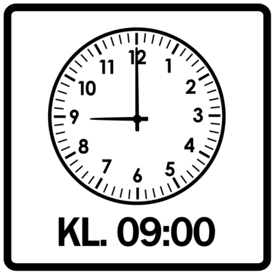 Piktogram - Klokken 09:00