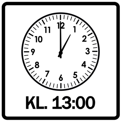 Piktogram - Klokken 13:00