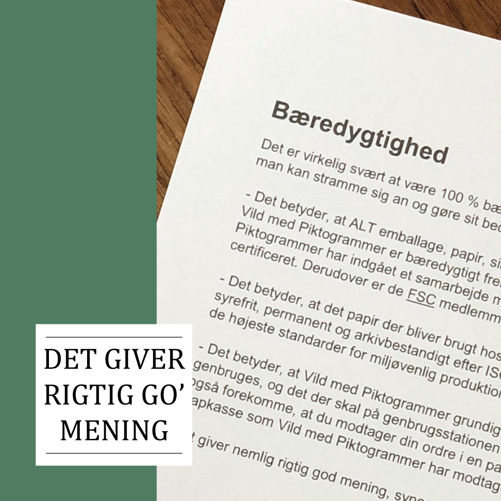 Bæredygtighed i vild med piktogrammer